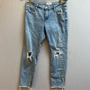 Frame Denim Le Garçon Cropped Distressed Jeans Sz 27